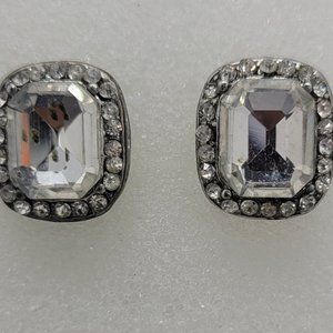 Earrings Sliver Rhinestone Rectangle Post/Stud E_OT0015.